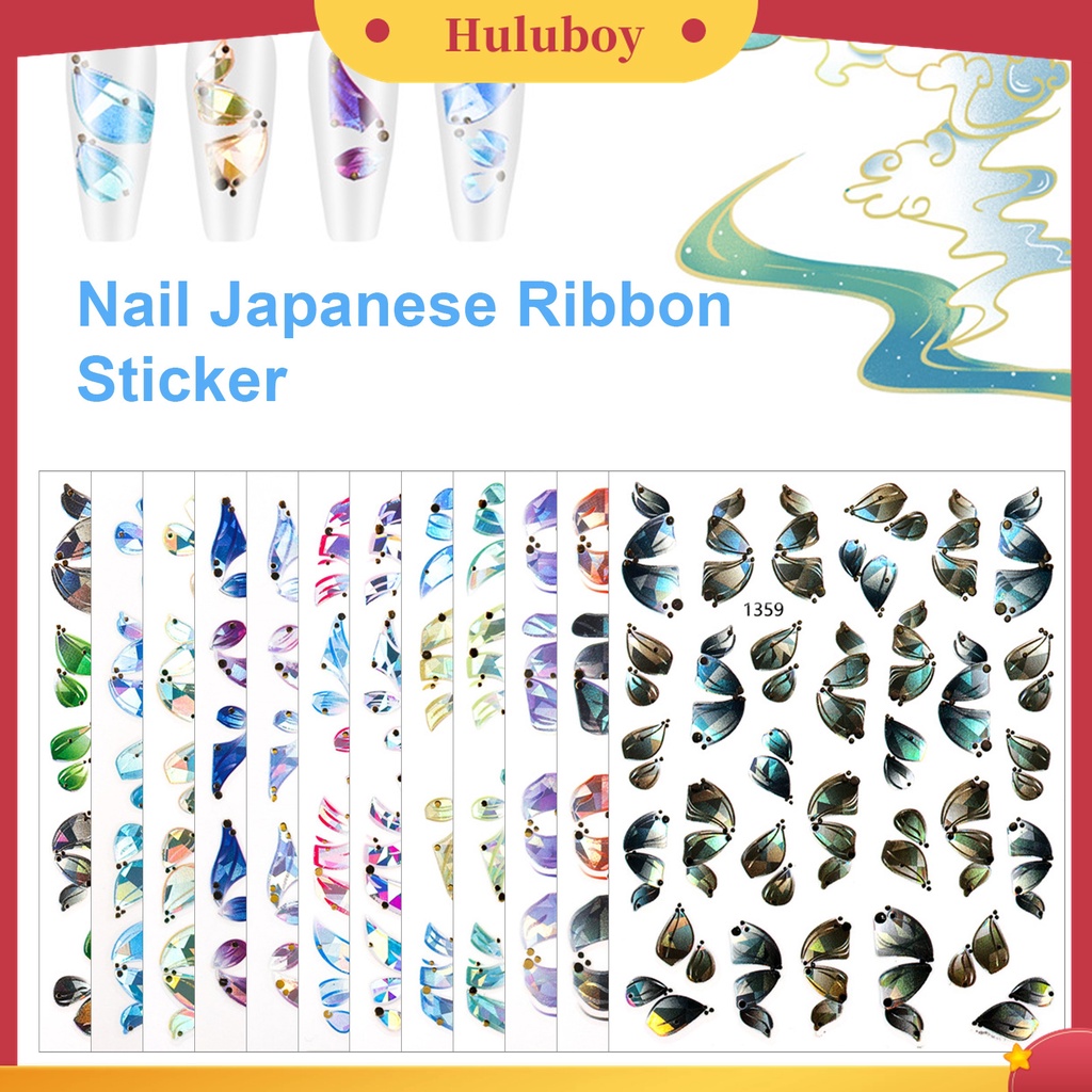 Huluboy Huluboy♡ Stiker Nail Art Desain Ballet Streamers Tanpa Lem Untuk Wanita