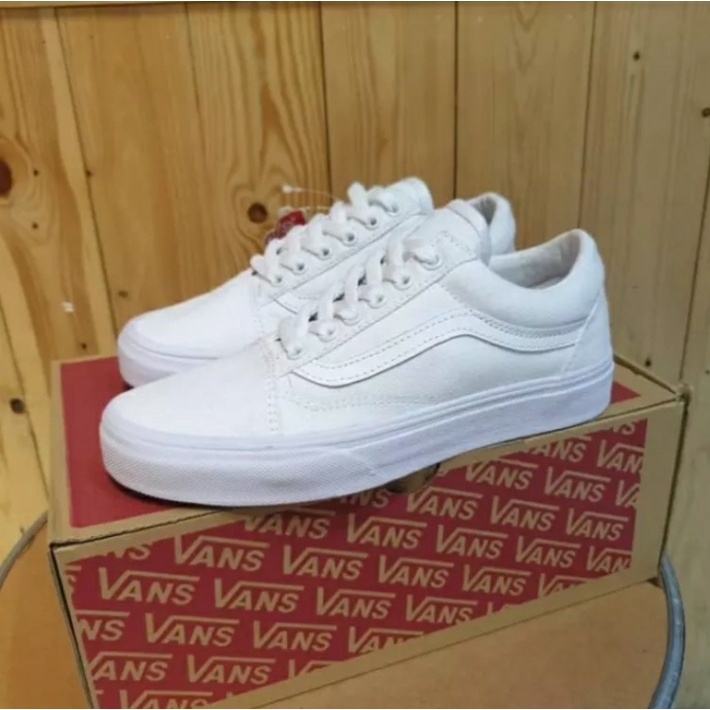 SEPATU VANS OTENTIK PUTIH POLOS SEPATU PRIA DAN SEPATU WANITA kanvas 120z poxing 30  SIZE 36-43