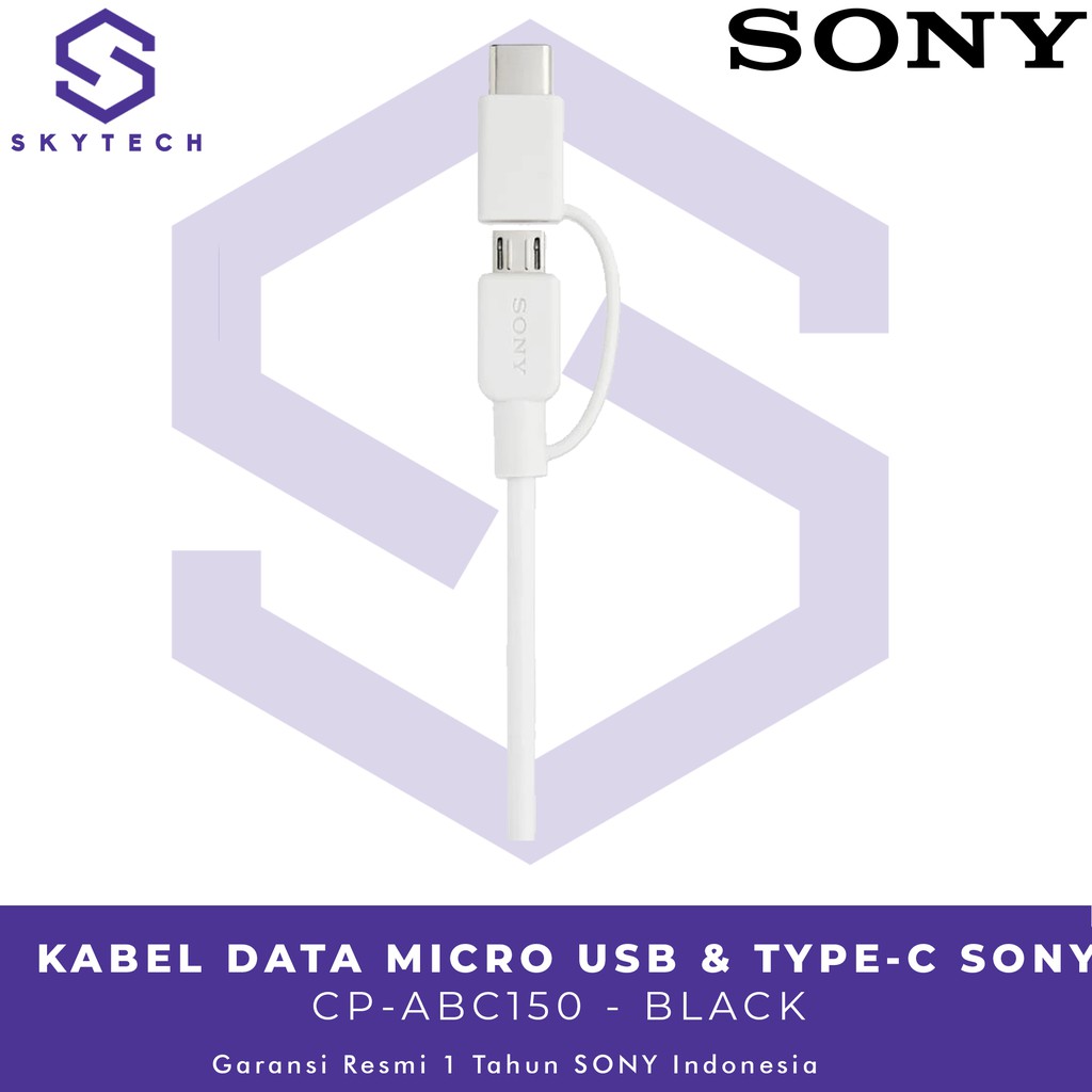 KABEL DATA MICRO USB &amp; TYPE C CP ABC150 WHITE ORIGINAL GARANSI RESMI