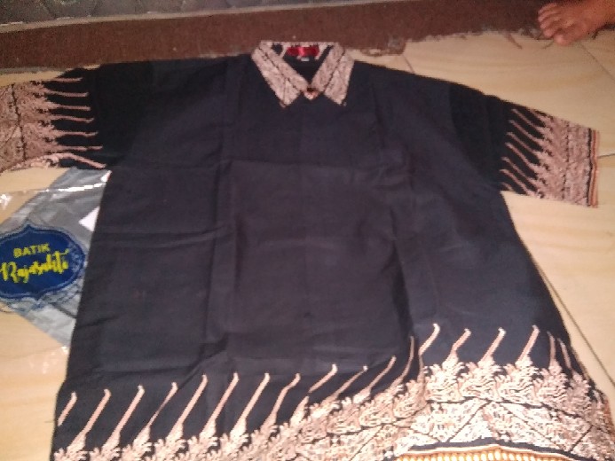 Modang# Kemeja Batik Pria Premium Lengan Warna Hitam Hijau Batik Polosan Full Furing Ori Batik Solo