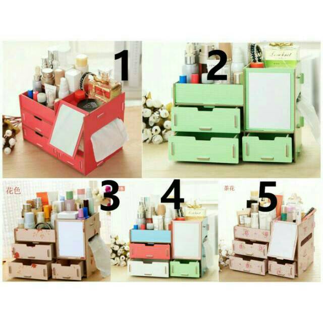 Rak Kosmetik Bahan Kayu CERMIN dilengkapi tempat tissue Rak Kosmetik Bahan Kayu CERMIN dilengkapi tempat tissue
