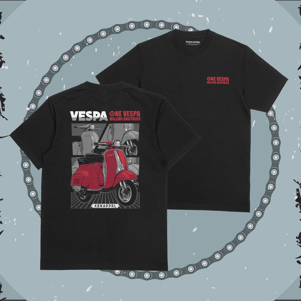 Kaos Vespa Scooter "One Vespa Million Brother" - Kaos Vespa/Kaos Pespa/Vespa World Day/Kaos Anak Ves