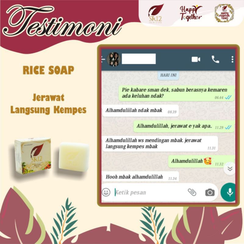 Rice Soap SR12 - Sabun Cuci Muka Pria &amp; Wanita Berjerawat Pembersih Wajah Mengangkat Minyak Pada Kulit Sabun Untuk Kulit Berminyak Sensitif Berjerawat