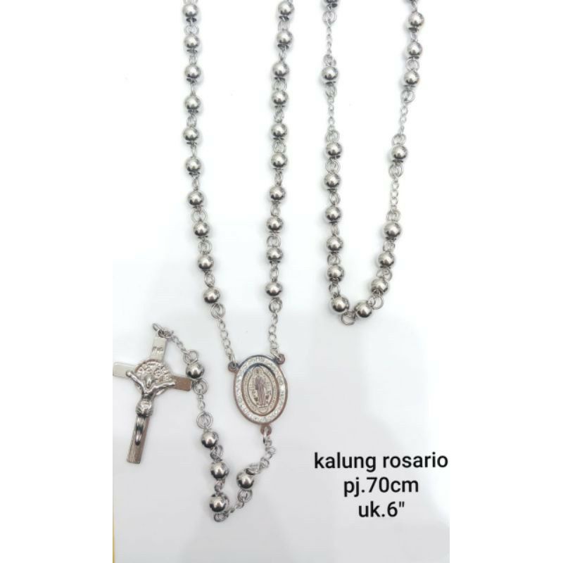 Kalung Rosario Silver Titanium129
