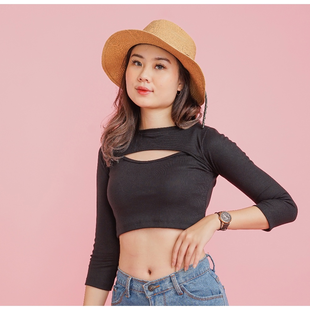 MODAVIE - KARA Longsleeve Baju Atasan Crop Top Lengan Panjang Crop Tee Korea