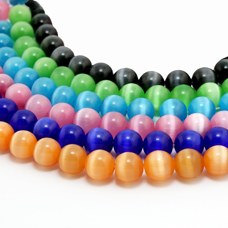 New 10 PCS/Lot 10 MM 9 Colors Available round glass Cat Eye Beads Loose Spacer Beads For Clothing Craft Making Accessories