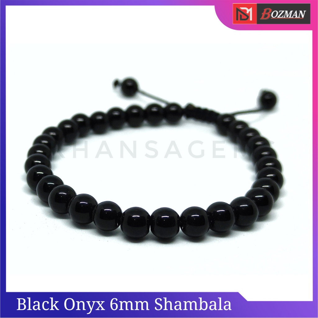 Gelang Batu Black Onyx Hitam Legam Model Tali Serut Dan Elastis