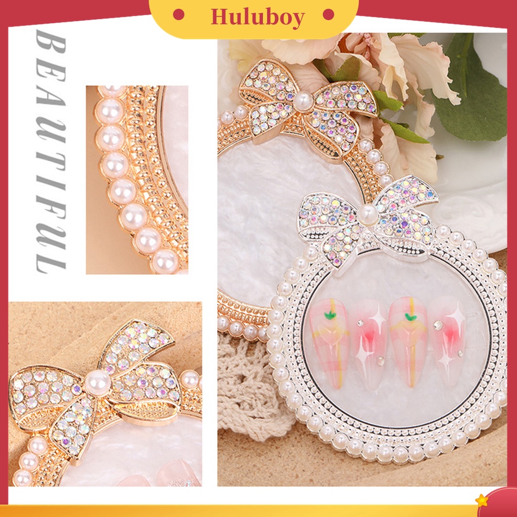 Huluboy Huluboy♡ Palet Stand Display Kutek Gel Desain Pita Hias Mutiara Imitasi Untuk Salon