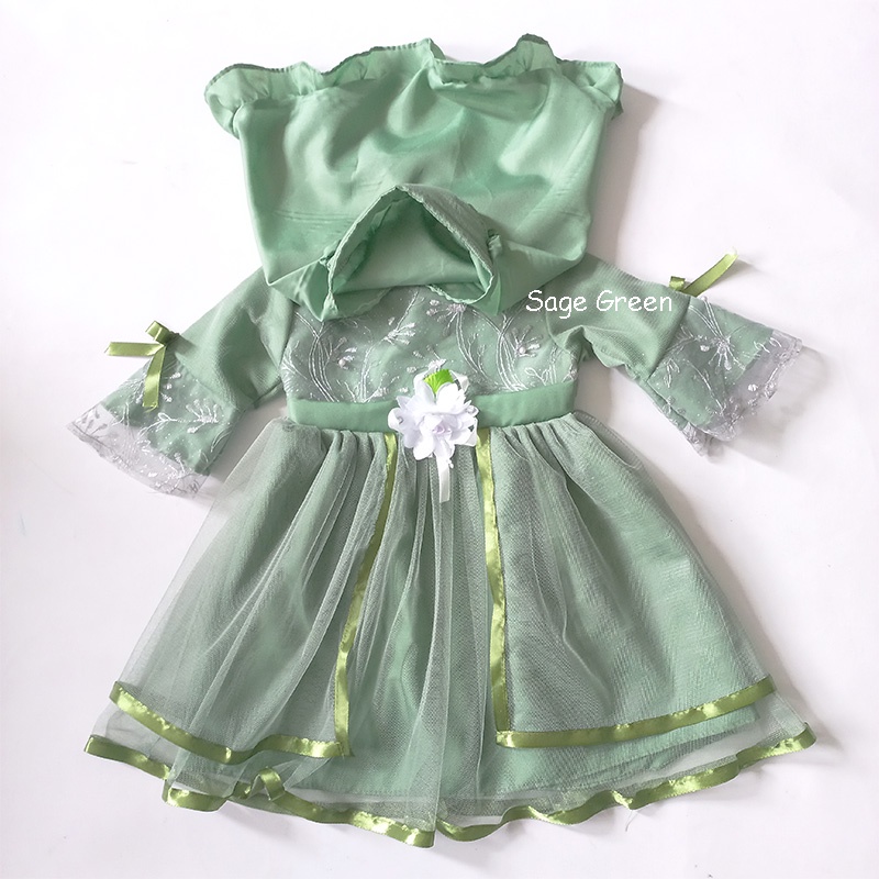 Baju Warna Sage Green 6 12 Bulan FREE PITA Dress Warna Sage Green Terlaris Import Gaun Sage Green Gamis Aqiqah Kondangan Hari Raya KA110