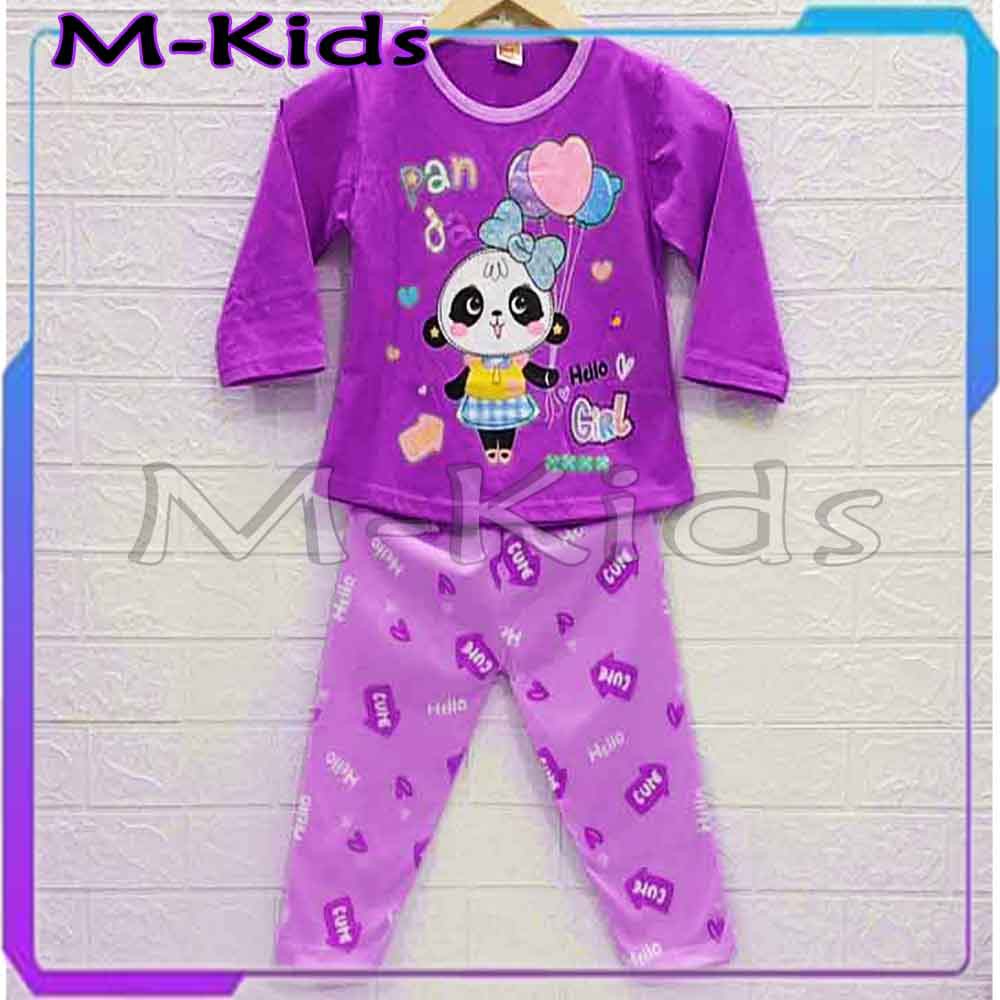 MKids88 - Baju Setelan / Baju Tidur Anak Perempuan Gambar Panda Girl