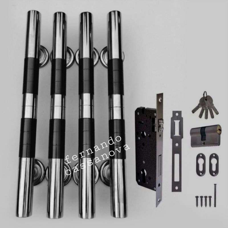 Paket hemat 4pcs Handle pintu gagang pintu rumah 33cm 45cm+1 set bodi kunci pelor