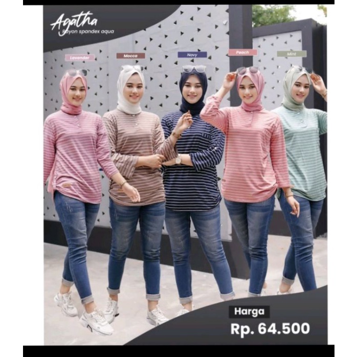 Agatha Blouse By Ghina Fashion | Kaos Stripe Rib