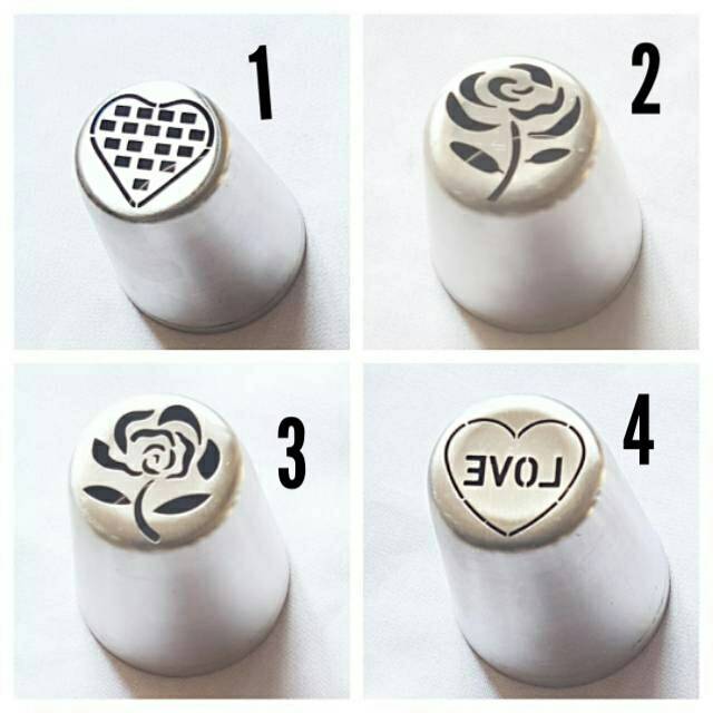 Spuit rusia model baru  motif love dan  bunga mawar paket dekorasi kue pengantin valentine loyang