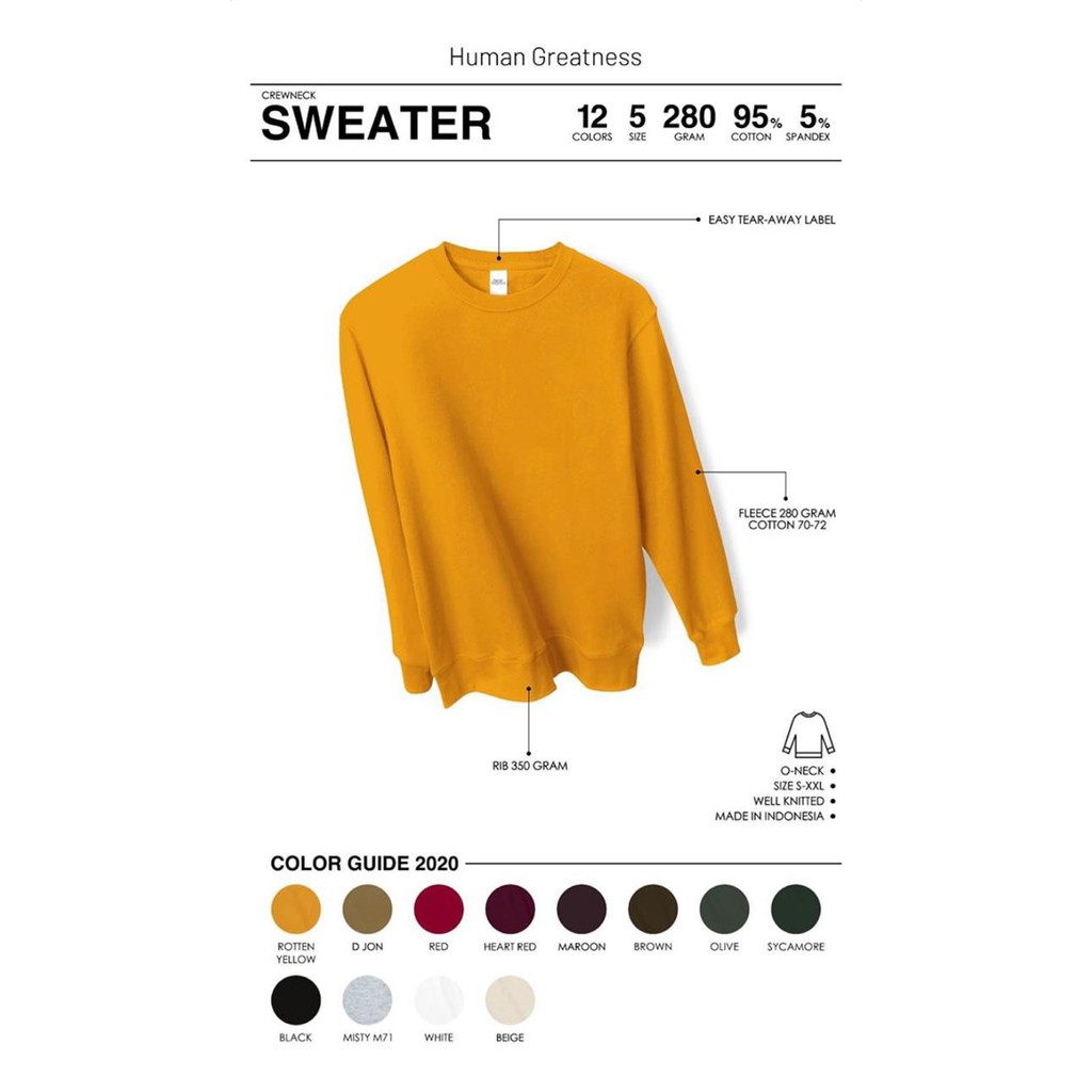 Sweater Katun Polos Warna Warni