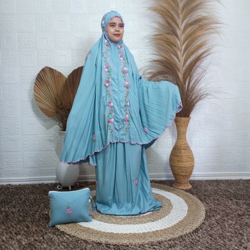 FIQLA COLLECTION - Mukena Setelan Dewasa Katun Rayon Bordir - Tile Rambatan