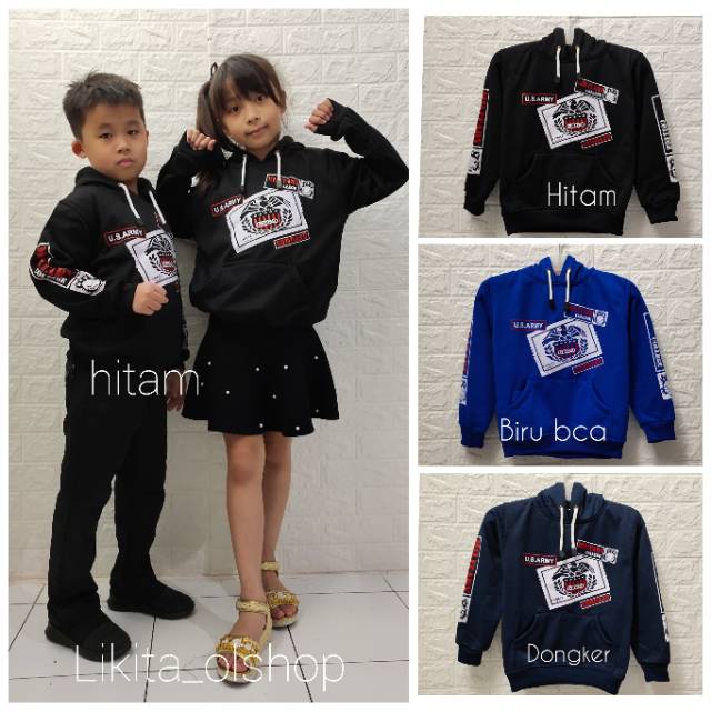 Jaket Sweater hoodie anak/militery/bahan fleece/bisa COD