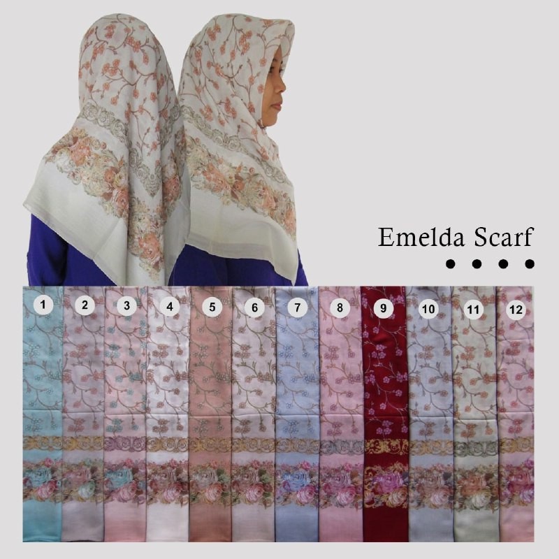 MISS COLOR EMELDA Scarf motif  / Hijab motif / Kerudung motif Segiempat Motif Polyspun