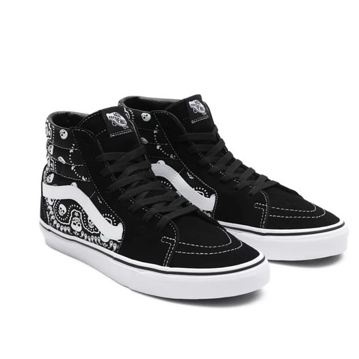 SEPATU VANS OFF THE WALL | SK8 HI BANDANA BLACK / TRUE WHITE