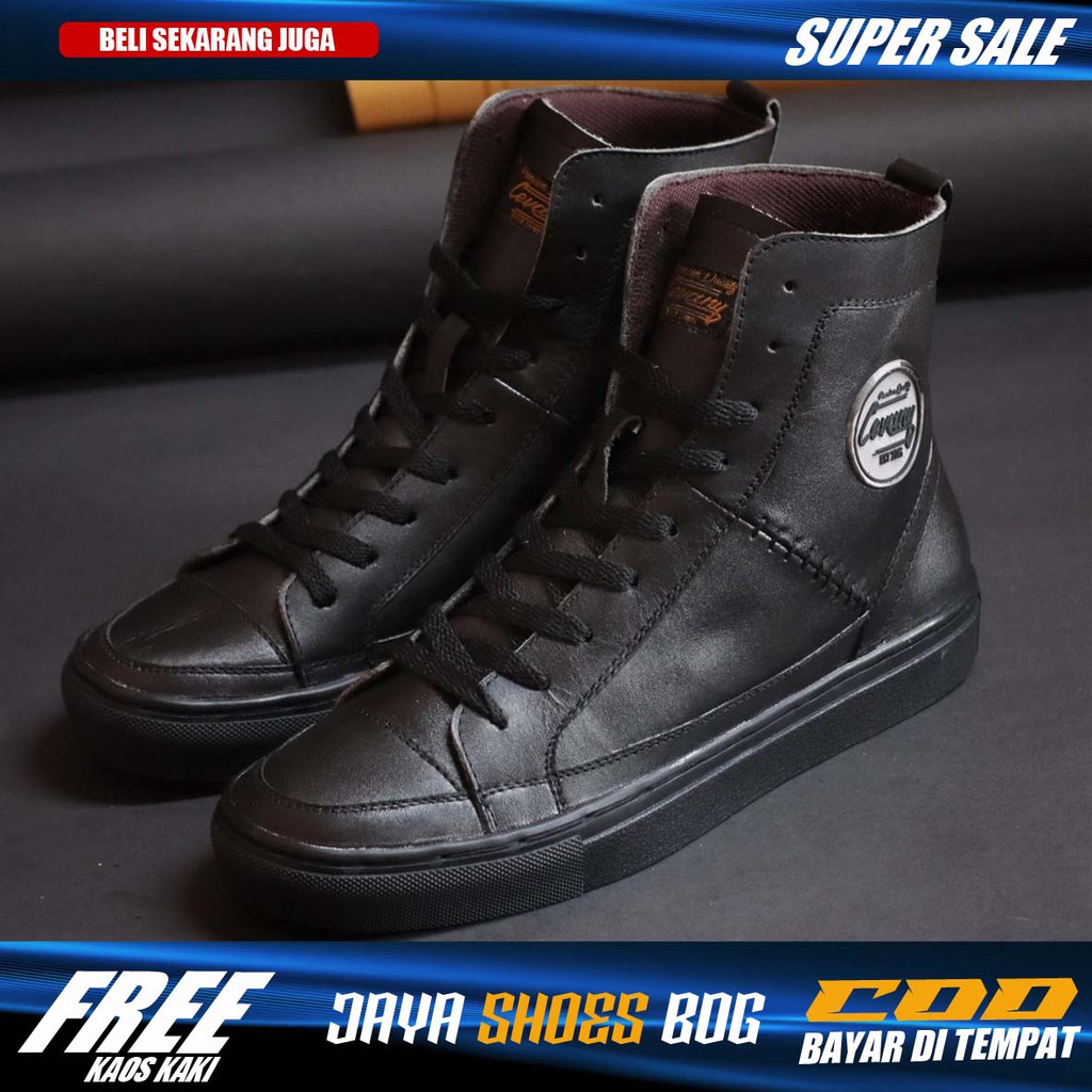 Sepatu Sneakers Pria High Top Classic Kulit Asli Cevany Apuy