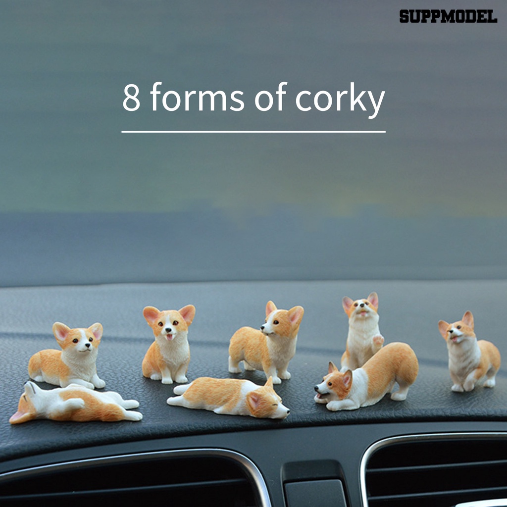 Suppmodel Miniatur Anjing Corgi Untuk Dekorasi Taman / Kantor DIY