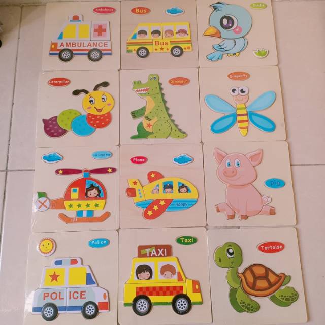 Puzzle kayu kecil Paket 20pcs RANDOM