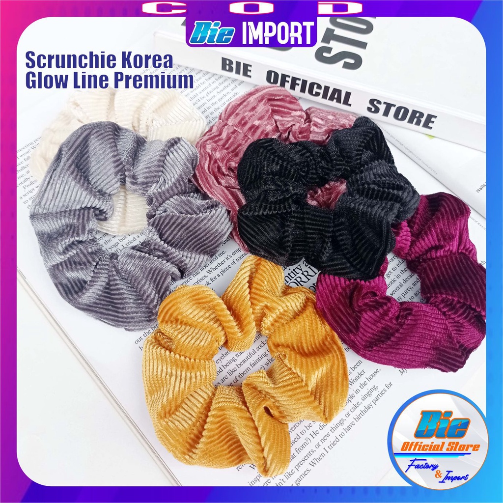 Ikat Rambut Scrunchie Korea Satin Motif Premium Impor Best Seller