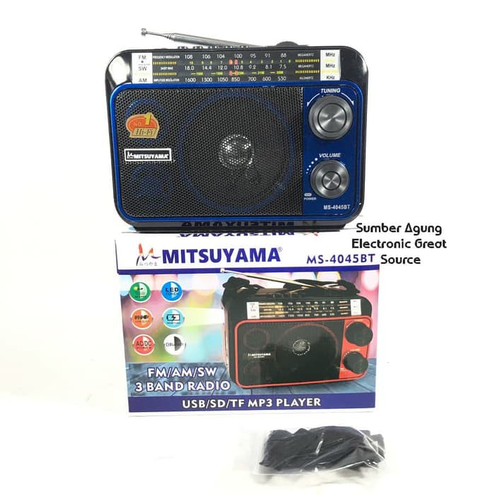 Radio Bluetooth MS4045BT Mitsuyama Senter Mp3 Player USB SD TF Jernih