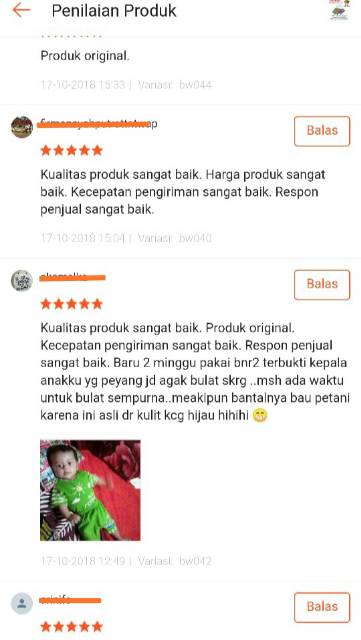 Bantal bayi anti peyang isi kulit kacang hijau original