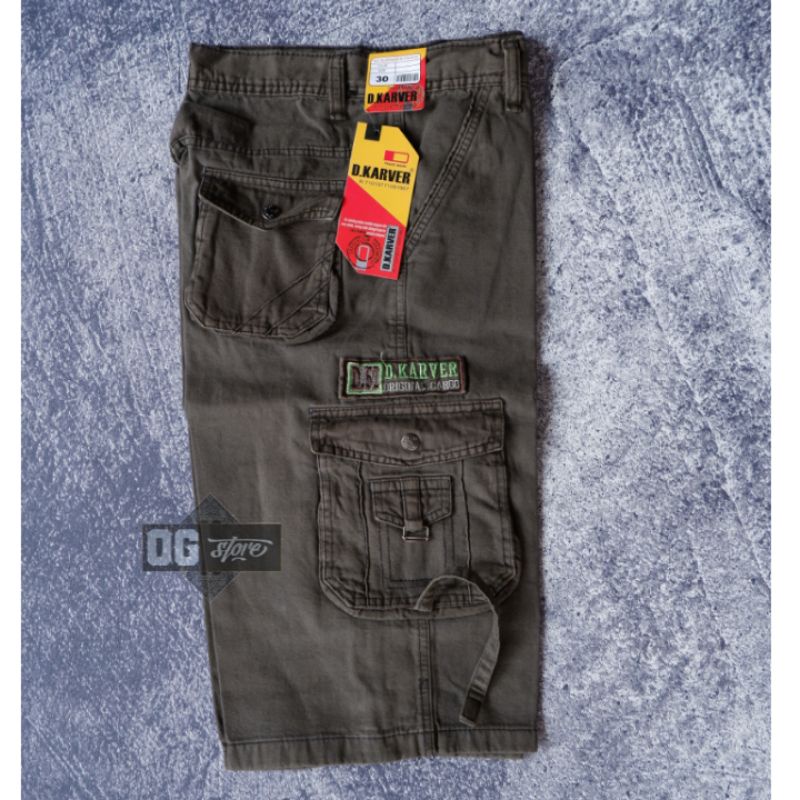 Celana Pendek Cargo Pria Kempol Bahan Jeans Loreng Army Gunung Casual Size 27-44 Big Size Jumbo