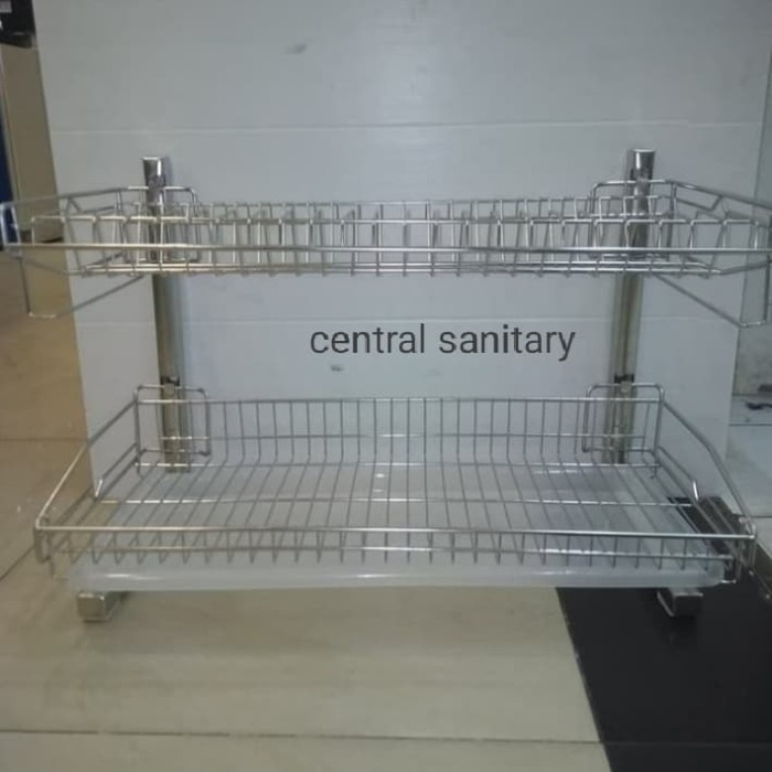 rak piring gantung stainless tirisan dapur tempel tembok 2 susun
