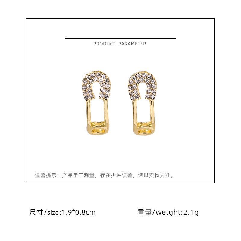 Sterling silver jarum Korea emas kembali berbentuk melengkung jarum zirkon niche desain fashion kepr