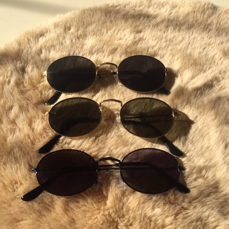 oval sunglasses metal frame black gold kacamata hitam pria unisex sunglasses kacamata bulat frame bu