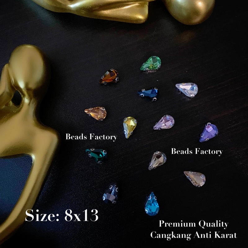 Payet Ecer Kristal Cangkang Tetes 8x13, 6x10 | Premium Quality Anti Karat | TERMURAH | 1 Lusin