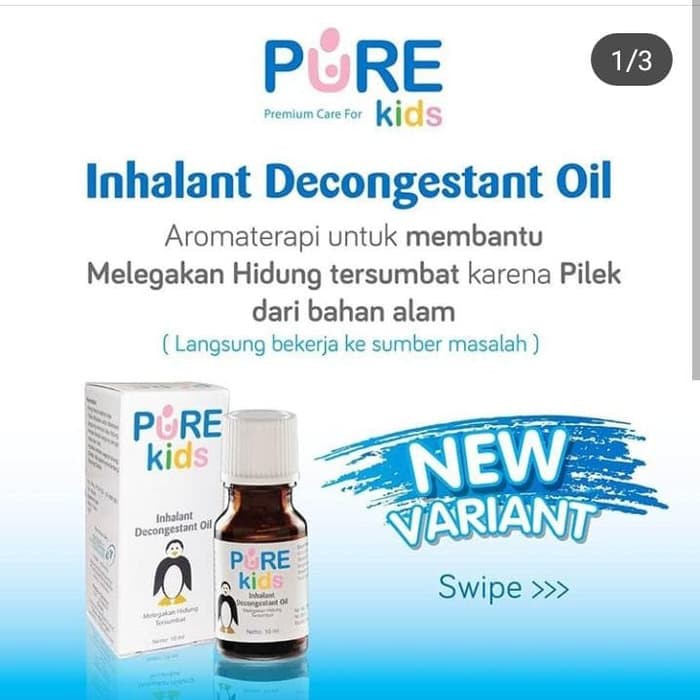 PURE KIDS Inhalant Decongestant Oil 10ml | Pelega Hidung Tersumbat / oil-1