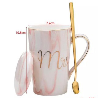  Gelas  Cangkir Mug Keramik  Marble Mr Mrs Couple  Set Free 