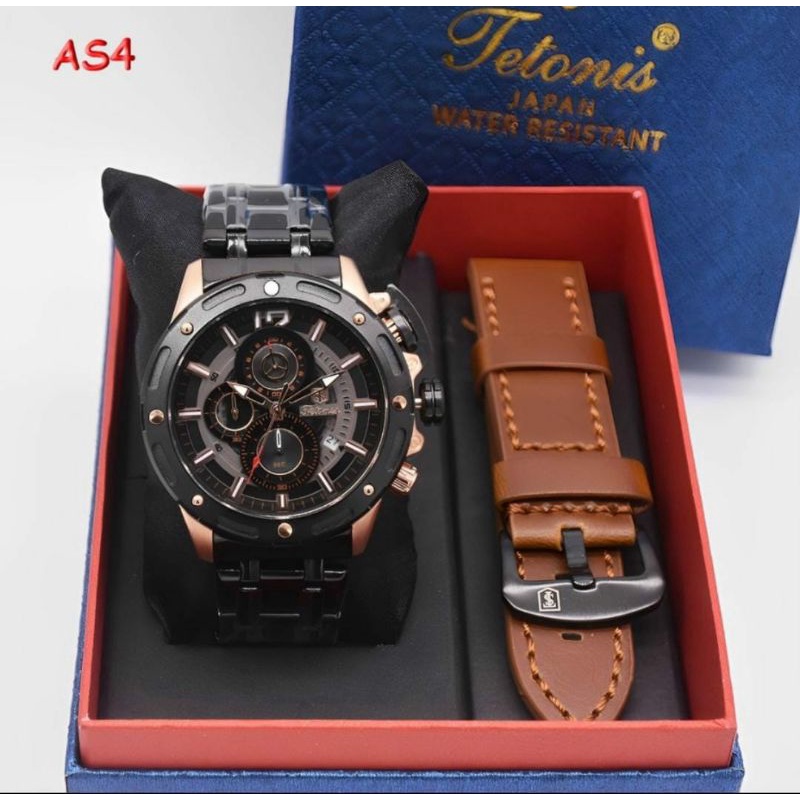 Big Sale Jam Tangan Tetonis Jam Tangan Kulit Fashion Original Chronograph