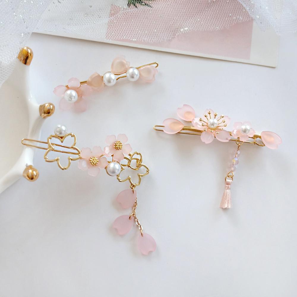 NEEDWAY Hairclips Fashion Jepang Hadiah Untuk Gadis Wanita Bunga Sakura