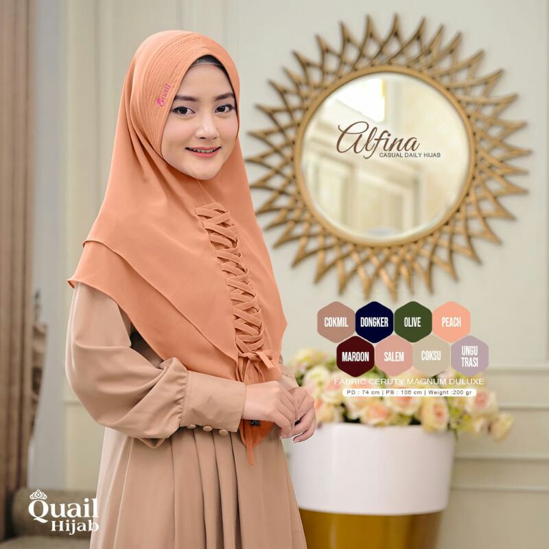 Hijab Instant Alfina Casual Khimar Tali Original Quail / Style Hijab / Model Hijab Terbaru