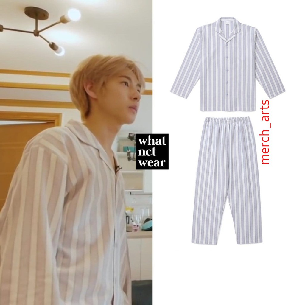 piyama Renjun Pajamas set//renjun nct piyama rayon salur mini grey to grey/ baca deskripsi