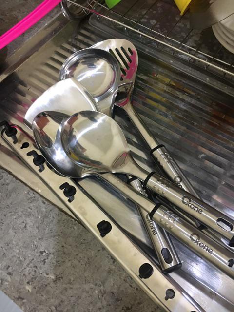 Oxone Ox-963 Kitchen Tools Sendok Masak Sodet Spatula Ox 963 Sutil Set Peralatan Masak Stainless