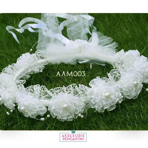 [SIAP KIRIM] AKSESORIS RAMBUT MAHKOTA BUNGA ANAK FLOWER CROWN PUTIH AAM003