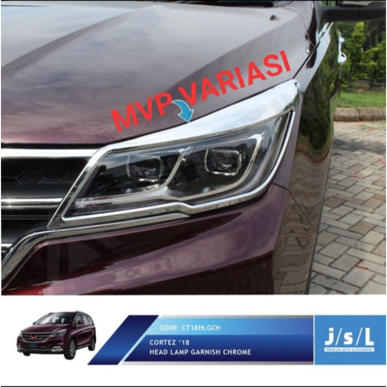 JSL Garnis Lampu Depan Wuling Cortez Krom Head Lamp Garnish Chrome