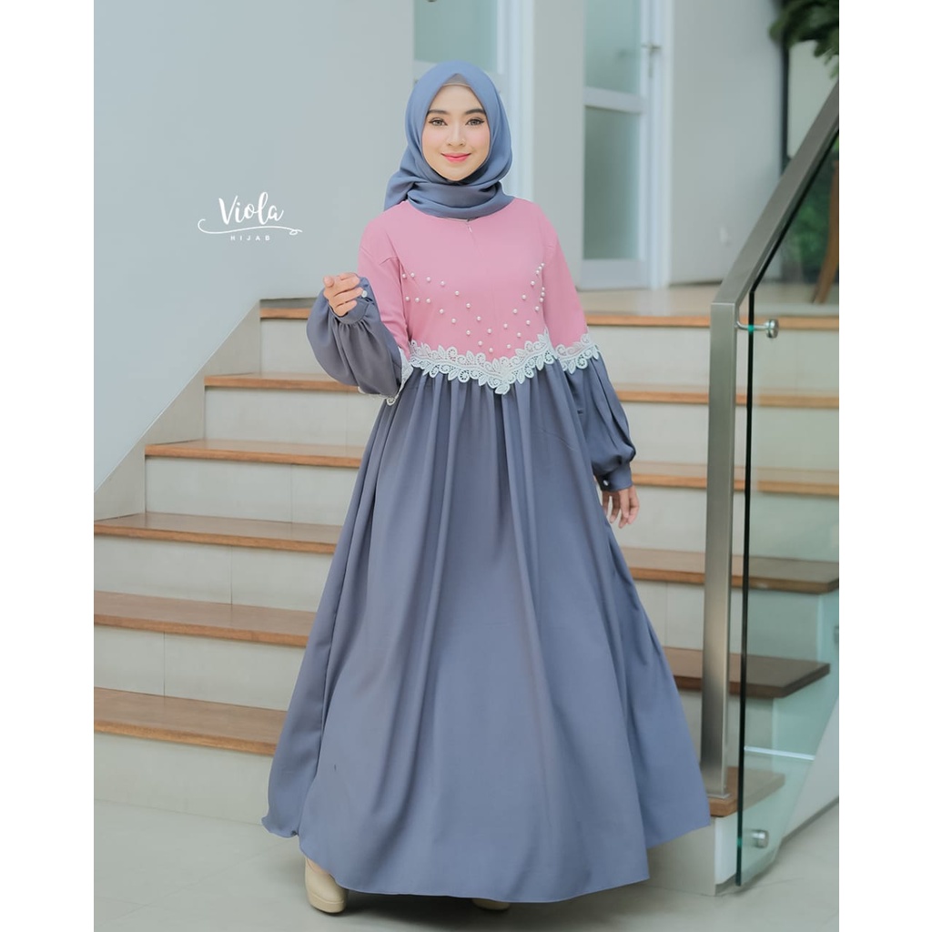GAMIS itycrepe mutiara CLARISSA ORIGINAL VIOLA DAN CLA MAXY DRESS
