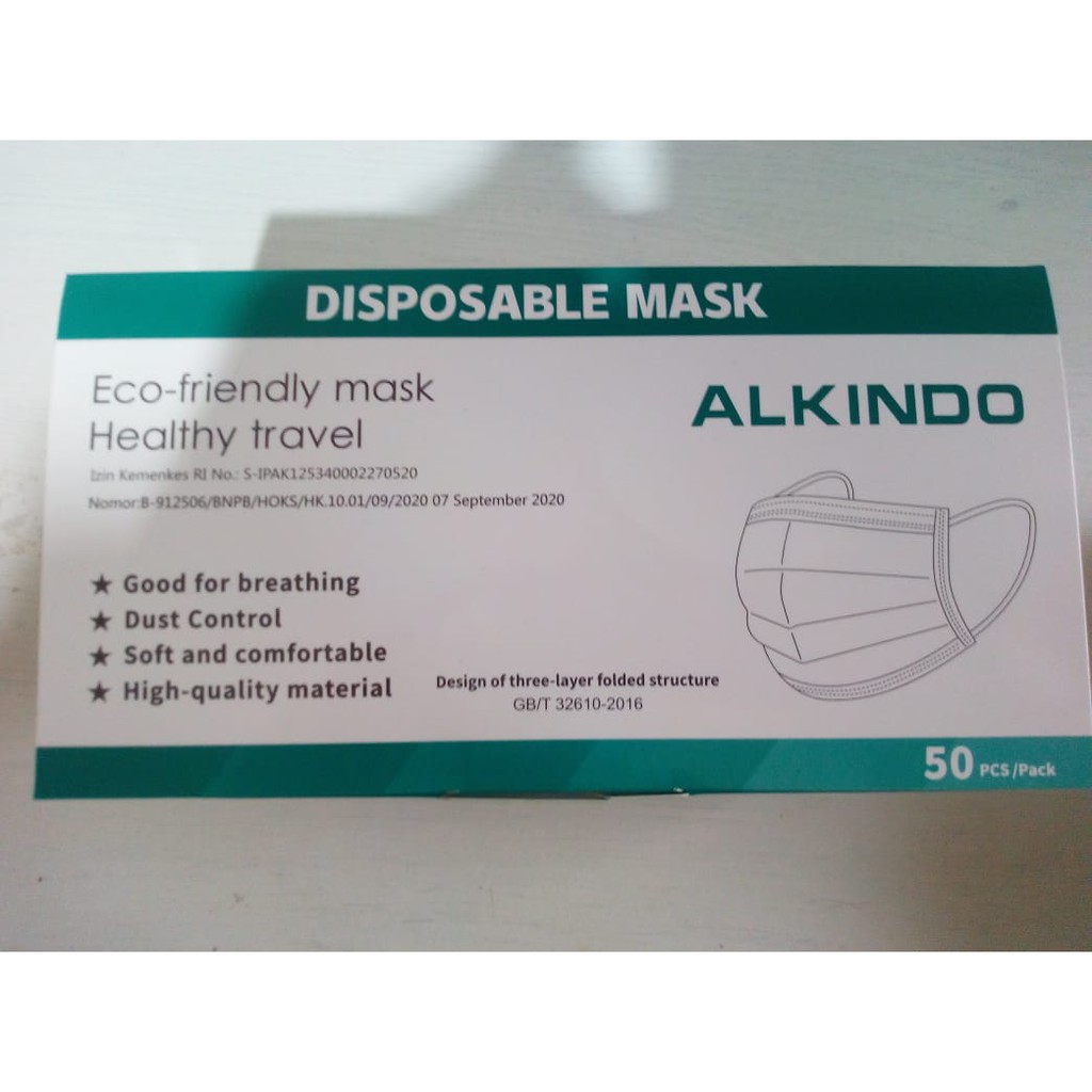 Masker Hijau 3ply Face mask earloop isi 50 pcs