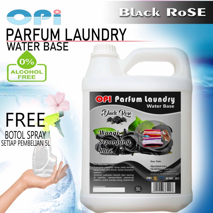 Parfum Laundry 5 Liter Water Base Black rose dll bonus botol spray New Formula sudah ada izin edar resmi by Oke sabun suplayer