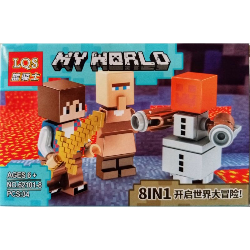 mainan anak lego mine craft world minicraft SATU PAKET ISI 3 KARAKTER FIGURE LQS 62101 mini craft minifigure block mini figure bricks dunia kotak square marvel naruto ninjago justice league avengers robot rangers dinosaurus tentara army soldier-3