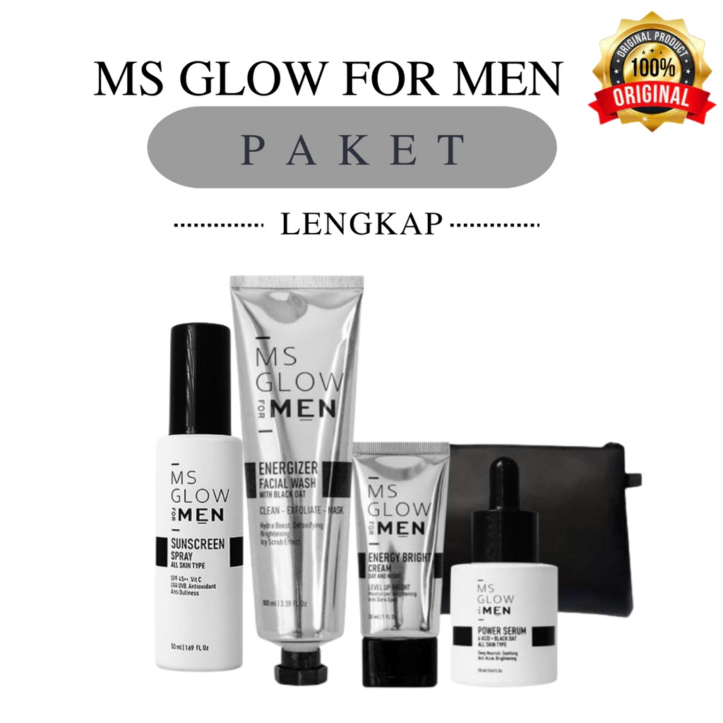 MS Glow For Men Paket Lengkap MS Glow men Free pouch