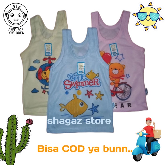 GROSIR 12 PCS Kaos Dalam Sablon Anak - Singlet Karakter Anak Murah Bisa COD