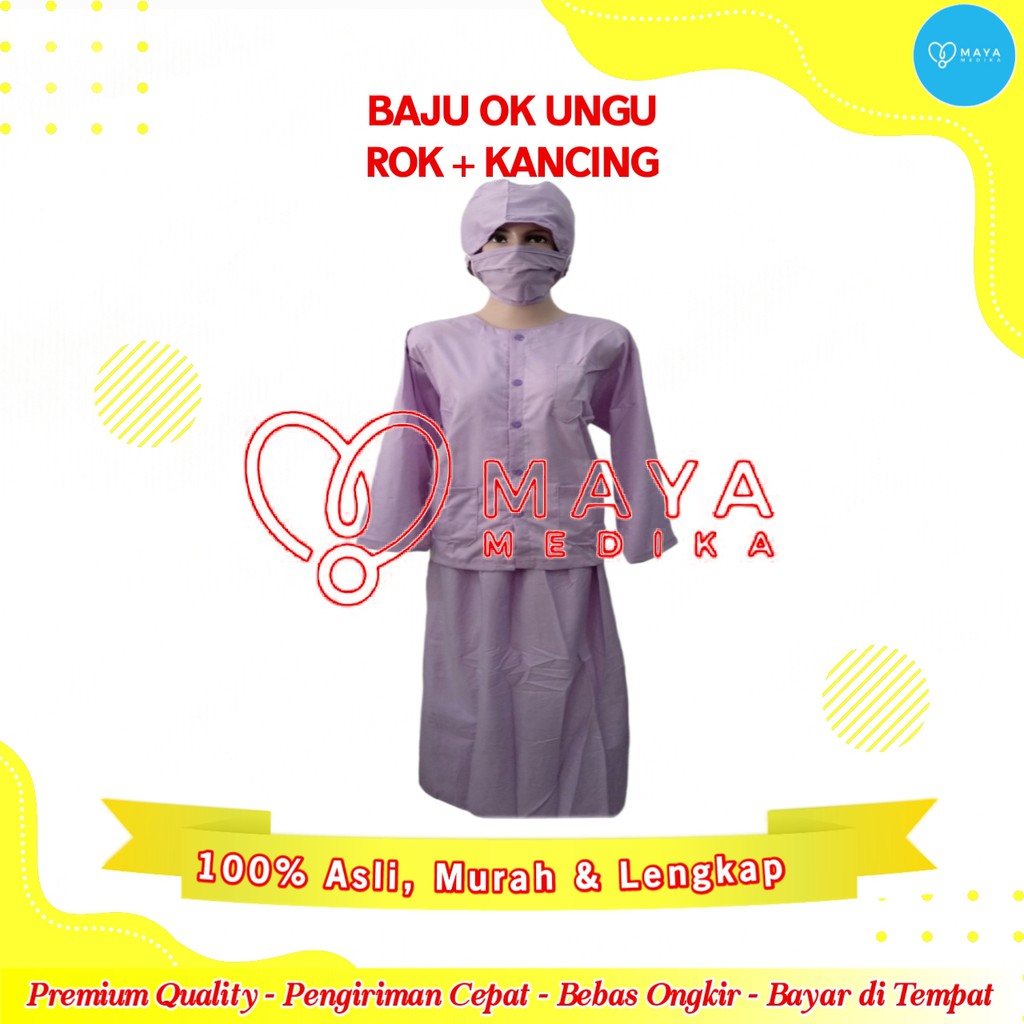 Baju OK Ungu Lengan Panjang Baju Kancing Rok