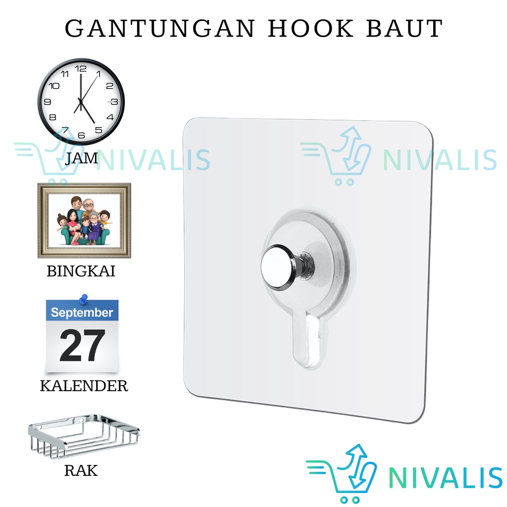 Jual Nivalis Baut Tempel Dinding Paku Tempelan Dinding Tanpa Bor Gantungan Tempel Ajaib Paku